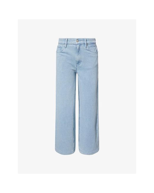 GOOD AMERICAN Blue Good Skate Jeanius Crop-Leg Cotton-Jersey Trousers