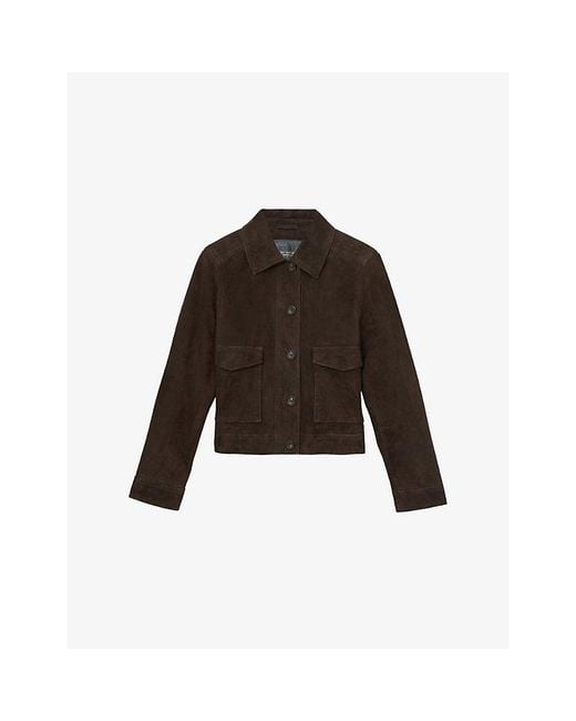 Reiss Brown Hanson Suede Trucker Jacket