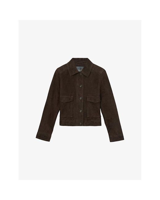 Reiss Brown Hanson Suede Trucker Jacket