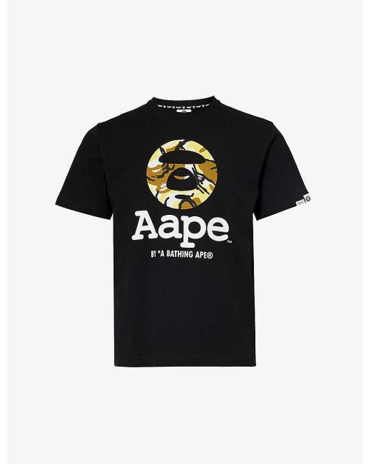 Aape Black Moonface Camo-print Regular-fit Cotton-jersey T-shirt X for men