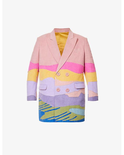 Kidsuper Pink Landscape-pattern Relaxed-fit Cotton-corduroy Jacket for men