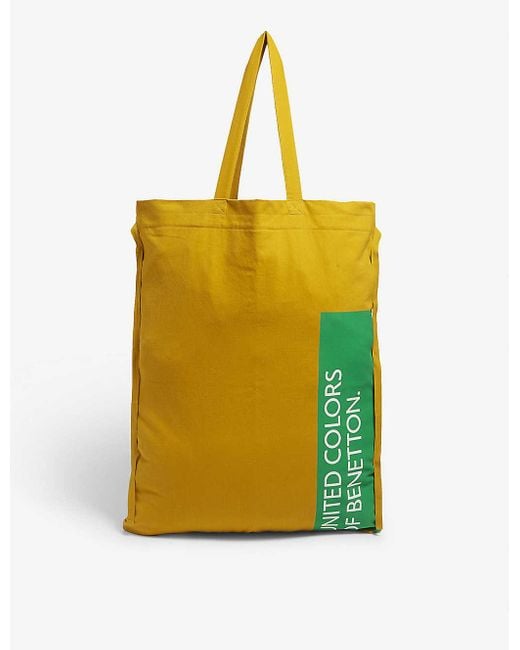 Benetton Yellow Large Canvas Tote Bag