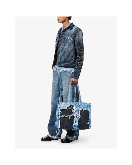Acne Blue Rye U Patchwork Pinstripe Denim Jacket for men