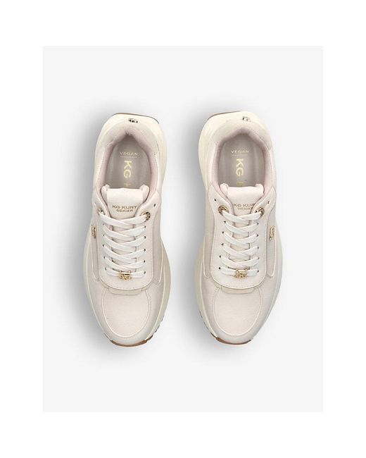 KG by Kurt Geiger White Louisa Logo-Badge Low-Top Faux-Leather Trainers