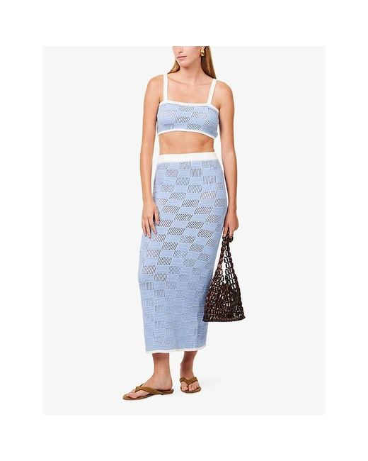 4th & Reckless Blue Yasmin Textured Cotton-Blend Top
