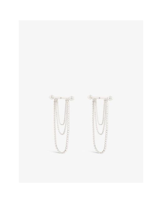 Panconesi Barbell Chandeliers Rhodiumplated Brass Earrings in White Lyst