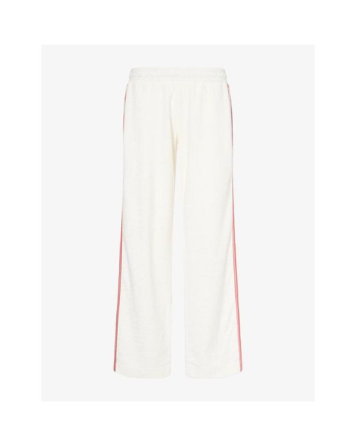 Ru & Rocka White Side-Stripe Towelling Jogging Bottoms