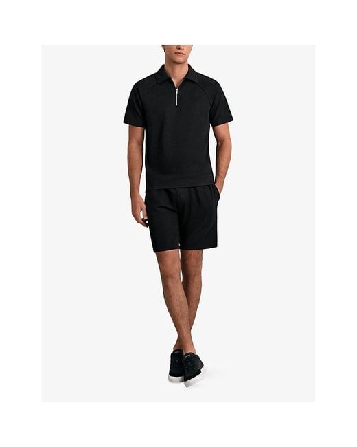 Reiss Black Finton Leather Trainers for men