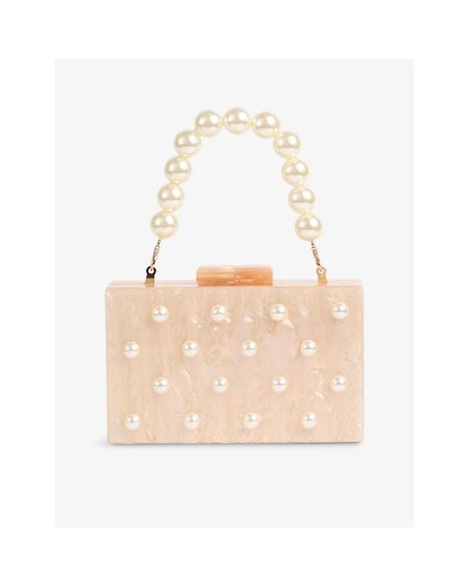 L.K.Bennett Natural Malia Pearl Resin Box Clutch Bag