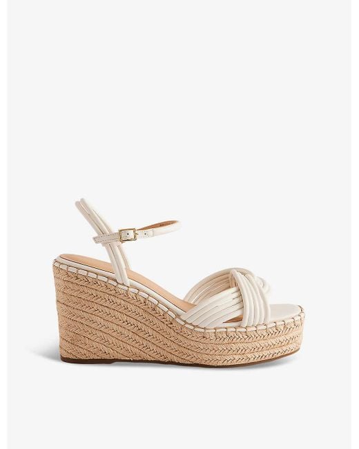 Ted Baker Natural Amaalia Cross-strap Leather-blend Espadrille Wedges