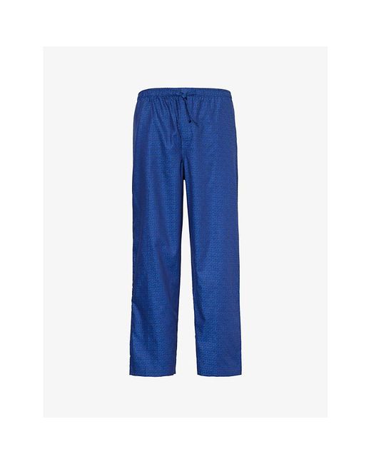 Derek Rose Blue Paris Relaxed-fit Cotton-poplin Pyjama Bottoms for men