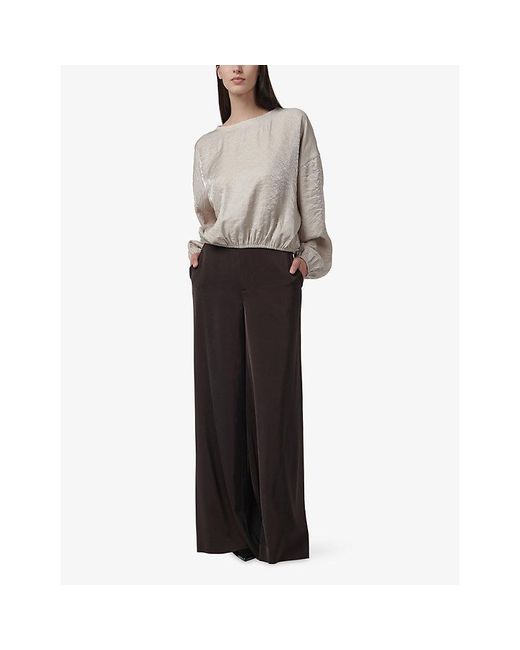 eem White Round-Neck Elasticated-Hem Woven Top