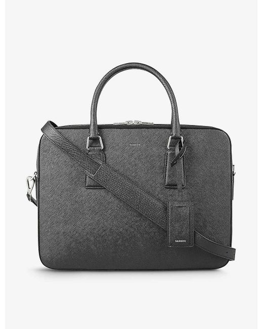 Sandro Black Large Logo-embossed Faux-leather Briefcase for men