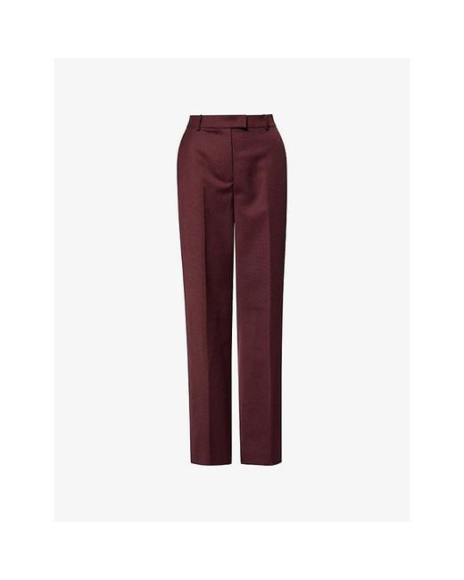 Frankie Shop Red Lenora Straight Wool-Blend Trousers