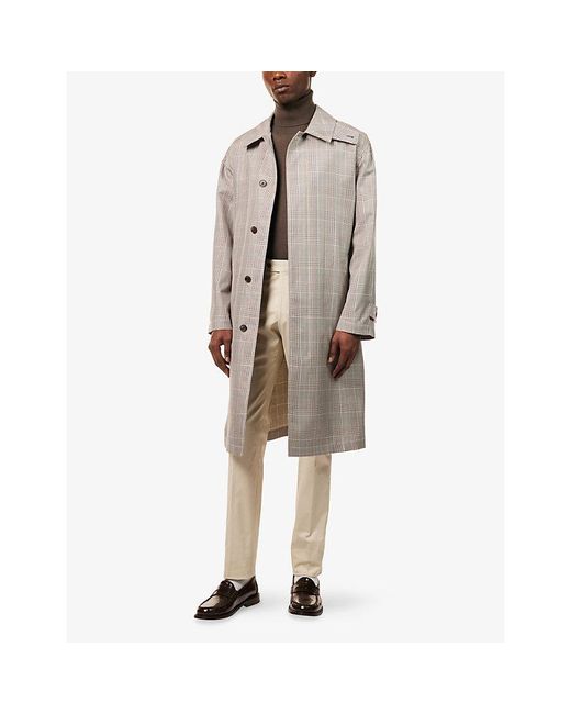 Dunhill Gray Prince Of Wales Check-Pattern Cotton And Silk-Blend Coat for men