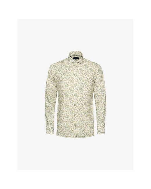 Eton of Sweden White Banana-print Regular-fit Linen Shirt for men