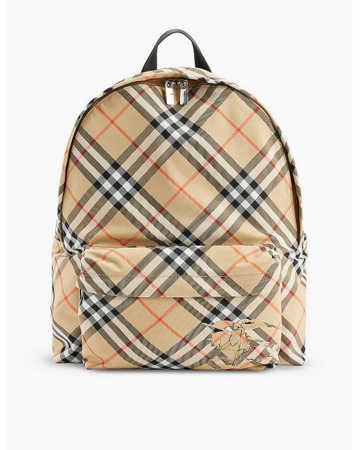 Burberry Essential Checked Woven Backpack in Grey for Men Lyst UK