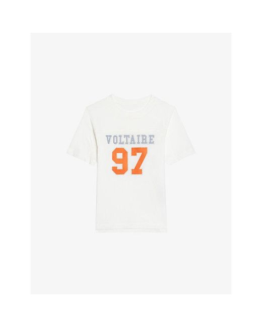 Zadig & Voltaire White Boo Rhinestone-Embellished Cotton-Jersey T-Shirt