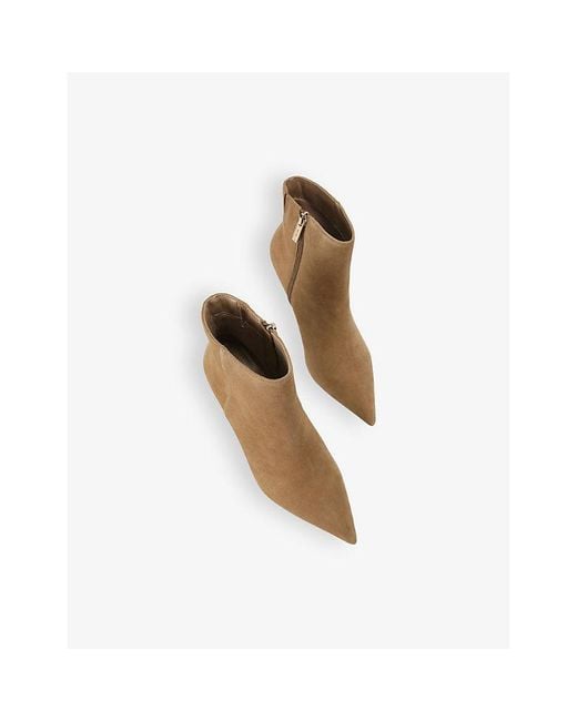 Carvela Kurt Geiger Brown Purpose Flared-Heel Suede Ankle Boots