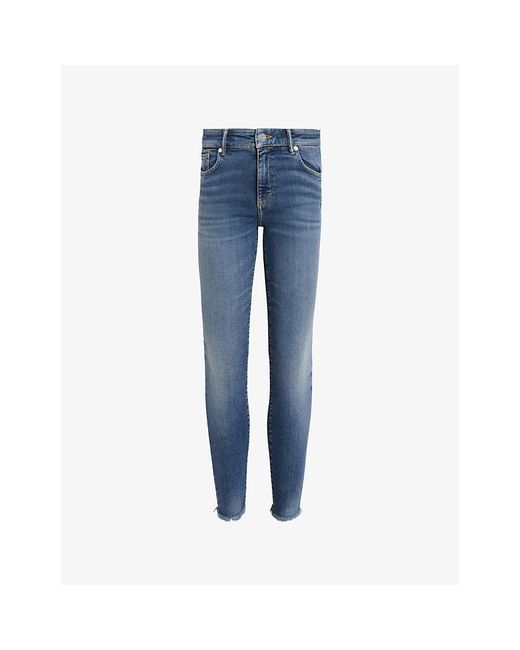 AllSaints Blue Miller Pushup Skinny-Leg High-Rise Cotton-Blend Stretch-Denim Jeans