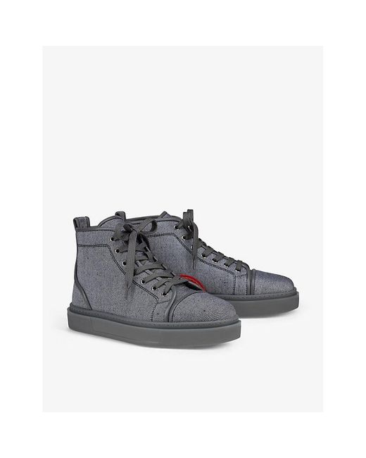 Christian Louboutin Multicolor Adolon Linen-weave And Suede High-top Trainers for men