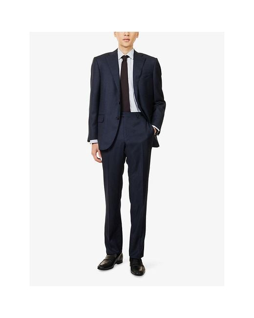 Corneliani Blue Notched-Collar Single-Breasted Wool Suit for men
