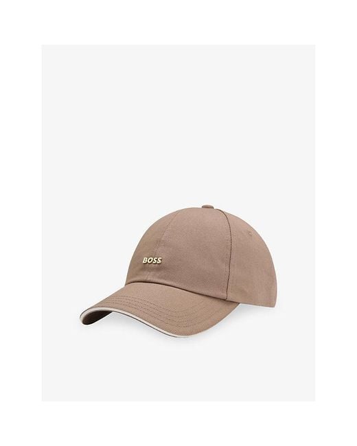 Boss Brown Logo-Plaque Cotton Baseball Cap
