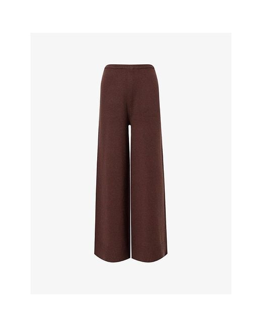 Lounge Underwear Brown Ribbed-Trims Wide-Leg Knitted Trousers