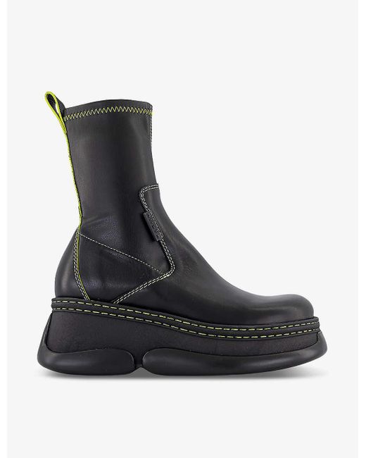 Miista Black Kattrin Platform-sole Leather Ankle Boots