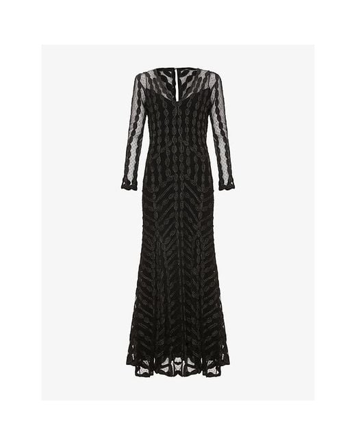 Phase Eight Black Marie Tapework Mesh Maxi Dress