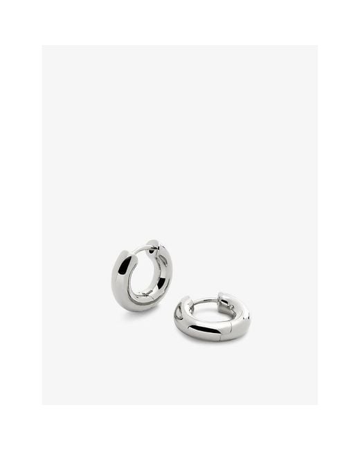 Monica Vinader White Essential Click Sterling- Earrings
