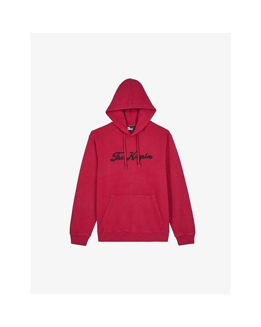 The Kooples Red Logo-Embroidery Drawstring-Hood Cotton-Jersey Hoody for men