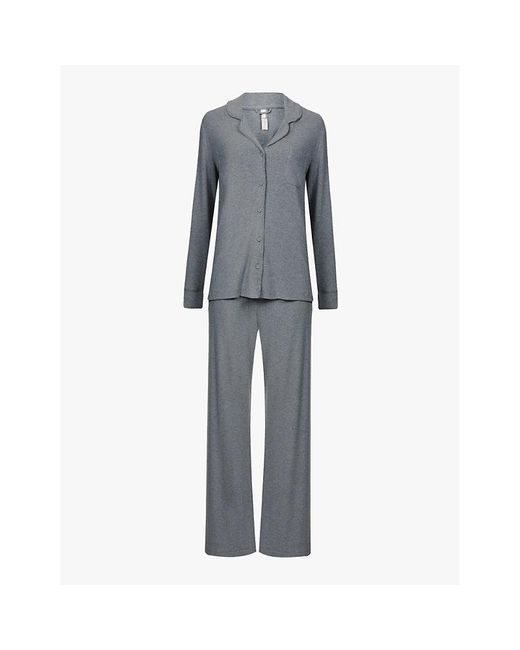 Skims Gray Heather Soft Lounge Stretch-Jersey Pyjama Set