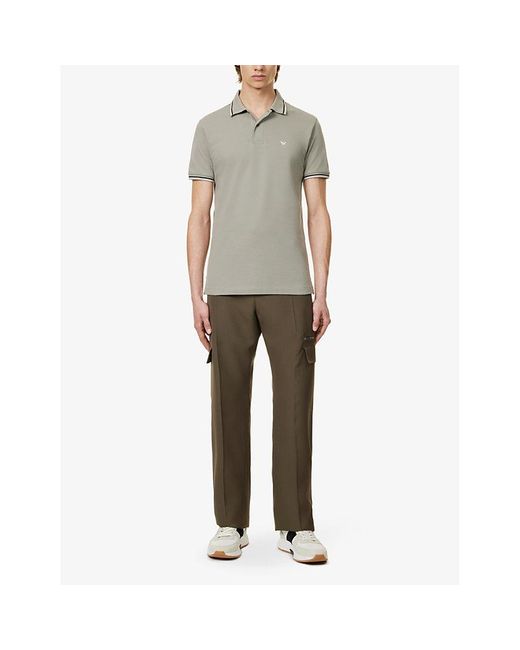 Emporio Armani Gray Logo-embroidered Regular-fit Stretch-cotton-piqué Polo Shirt Xx for men