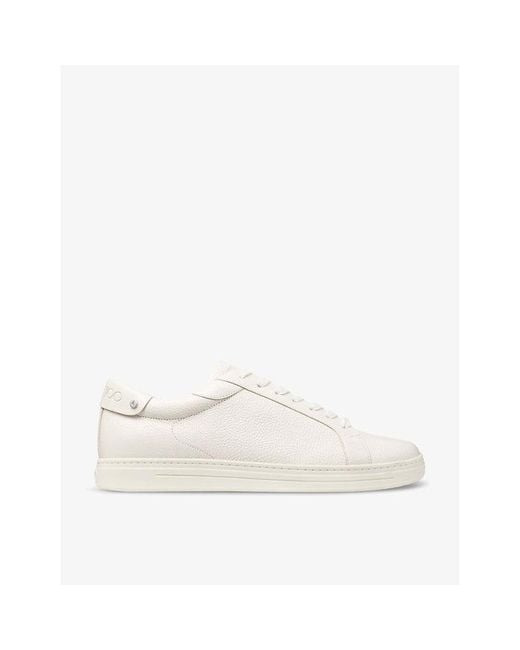 Jimmy Choo White Rome M Logo-Embossed Leather Low-Top Trainers for men