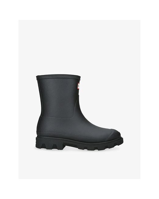 Hunter Black Downpour Short Rubber Wellington Boots