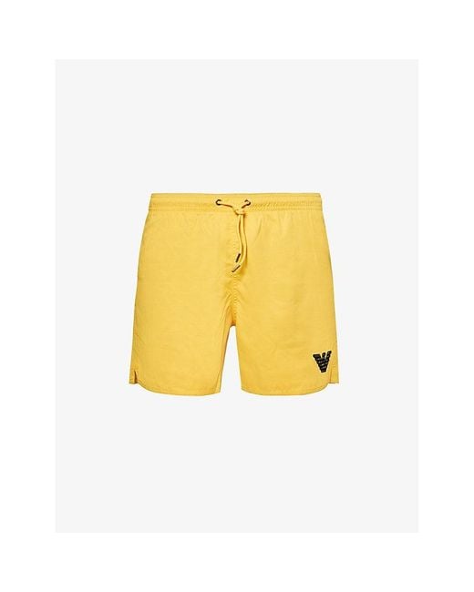 Emporio Armani Yellow Logo-embroidered Swim Shorts for men