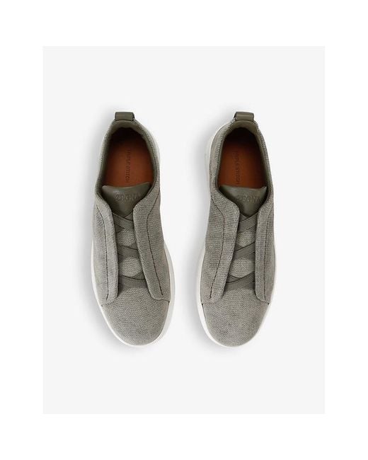 Zegna Gray Triple Stitch Low-top Cotton Trainers for men