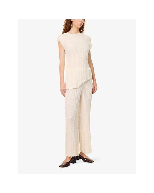 Issey Miyake Natural Unfurling Pleats Cropped Knitted Trousers