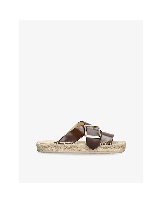 Loewe Brown Petal Leather Espadrille Sliders