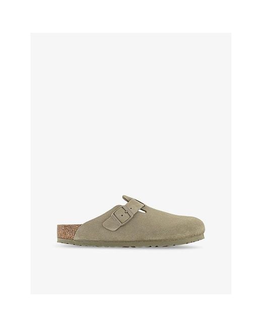 Birkenstock Women's Green Boston Logo-Embossed Suede Clogs