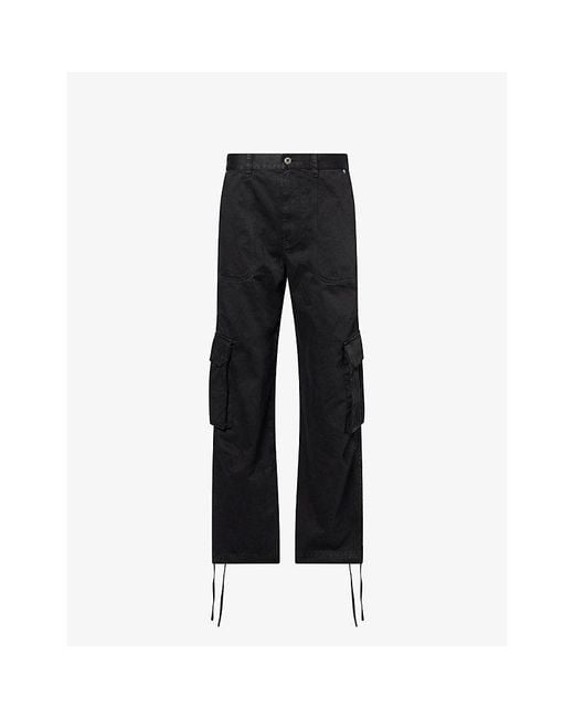 Loewe Black Wide-Leg Side-Pocket Cotton Cargo Trousers for men