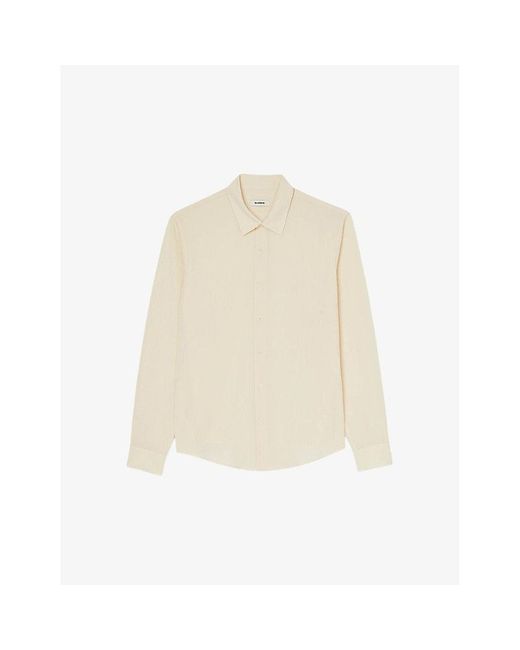 Sandro Natural Relaxed-fit Pleated Woven Shirt for men