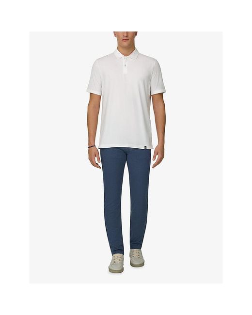 Boggi White Short-Sleeved Piqué Cotton-Blend Polo Shirt for men