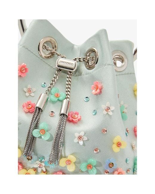 Jimmy Choo Green Bon Bon Satin Top-Handle Bag