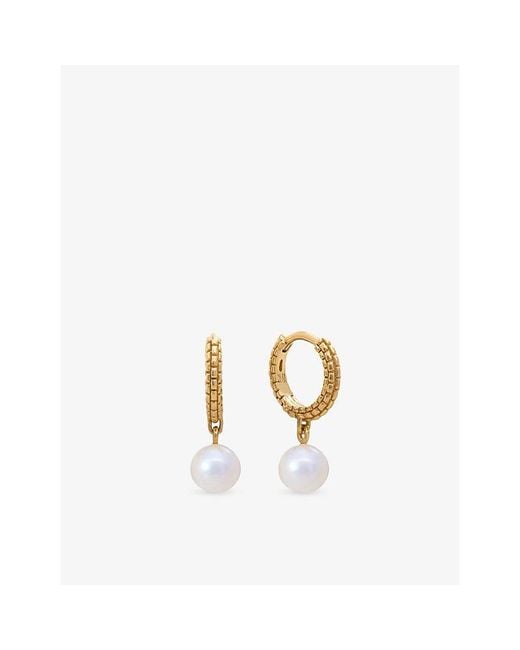 Monica Vinader Metallic Heirloom 18Ct Vermeil And Pearl Drop Huggies