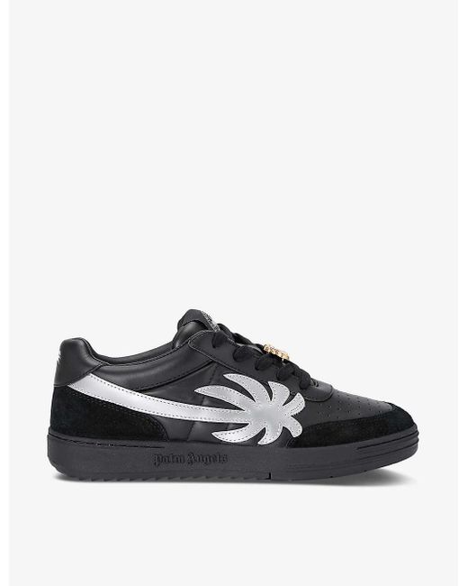 Palm Angels Black Palm Beach Brand-motif Leather Low-top Trainers for men