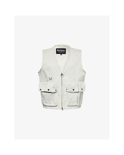 Barbour White Westmorland Patch-Pocket Cotton Vest for men