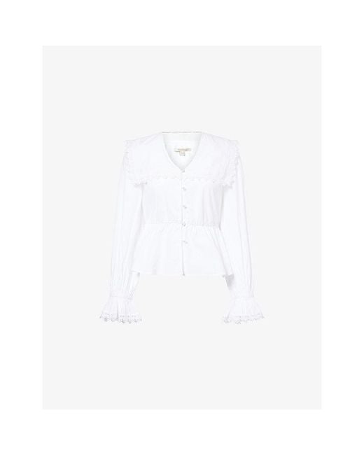 Barbour White Tisbury Sailor-Collar Cotton Top