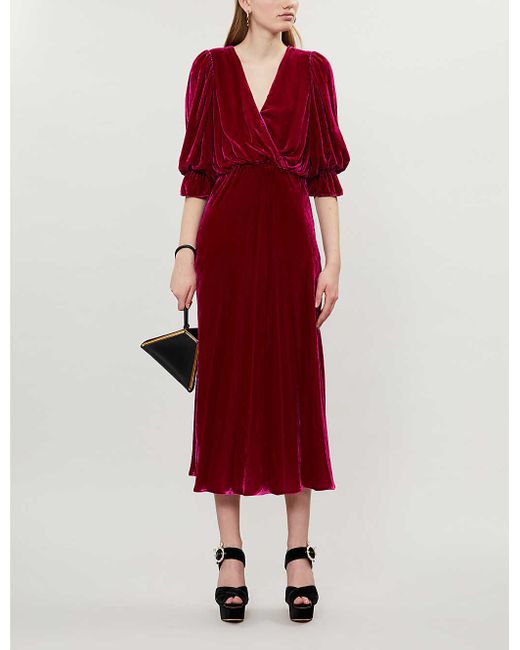 Ghost Gracie V-neck Velvet Dress in 